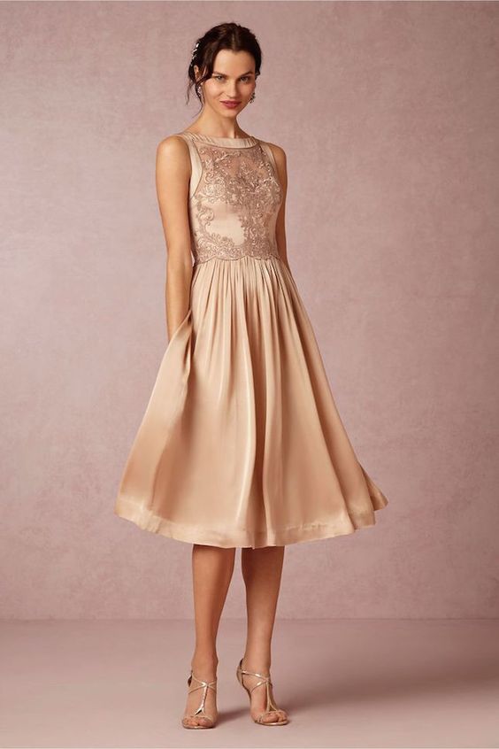 vestidos de novia cortos para boda civil color beige