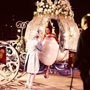 Straight out of a fairytale wedding. Arrive to the wedding in a pumpkin carriage.