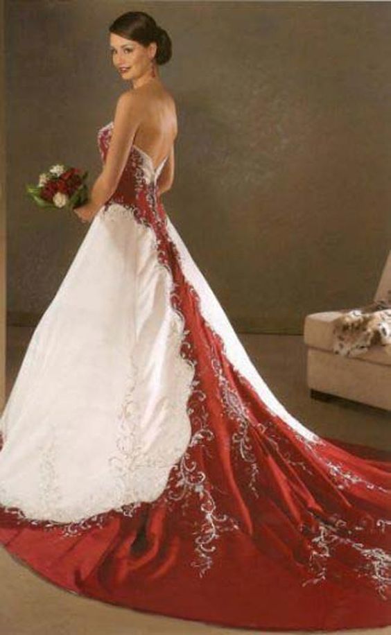 Gown white and red hotsell