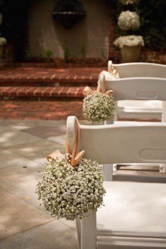 A simple idea for baby's breath wedding decor.