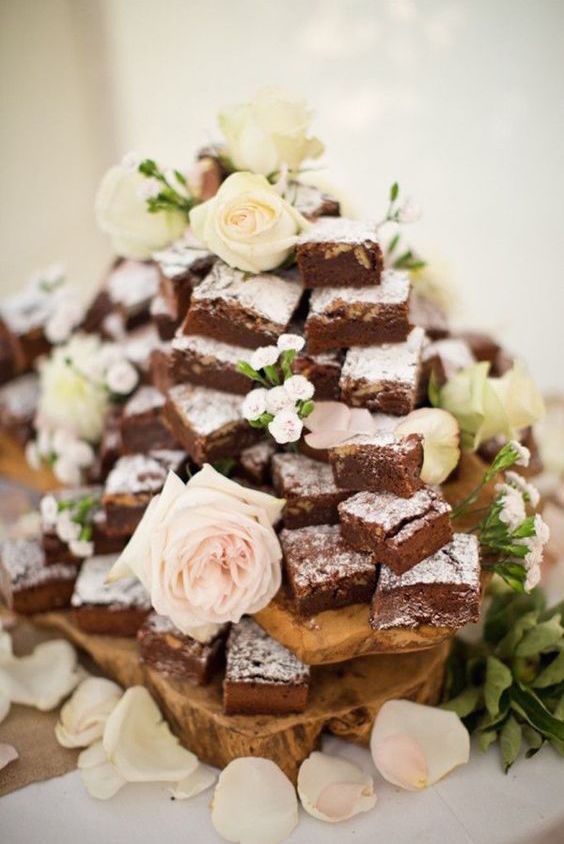 Brownie tower. Unusual wedding cake tower ideas.