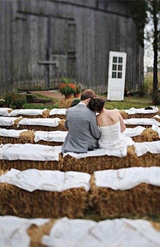 Love this idea of having hay bales as seats but remember to have real chairs for older guests.