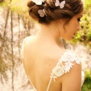 Butterfly wedding ideas for the bridal look. Add some silk organza butterfly hairpins.