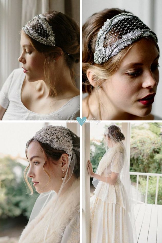 Wedding veils guide to style: Bridal caps vintage and Juliete.