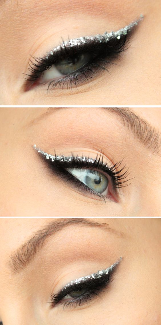 Add glitter to your wedding cat eye makeup!