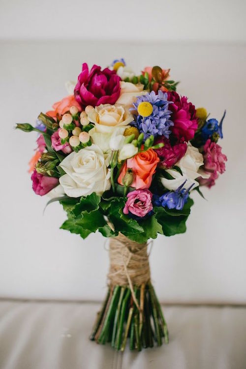 Colorful bridal bouquet Frida Kahlo inspired captured by Sarah Tonkin Photography.