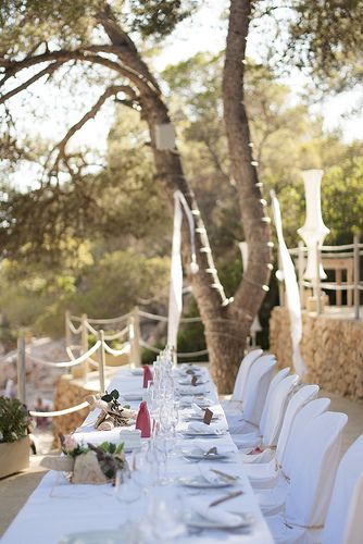 Simplicity at the bride and groom's table with chairs that complement the wedding table decor to perfection.