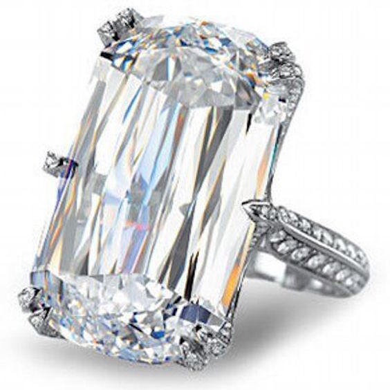 Tempted? A rare 7 million diamond ring with en emerald cut.