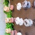 A pegboard wall of donuts! Now this is an affordable, fun and original idea! Who said you have to have cake anyway?