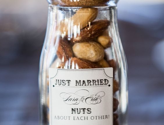 Your guests will thank you for sending them home with a jar of assorted nuts in the fall.