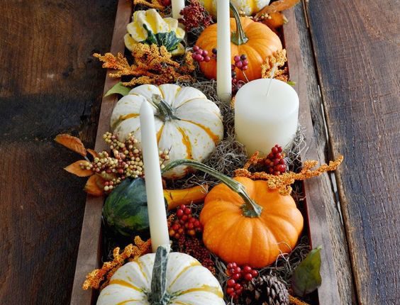 Multiple use for these cute mini-pumpkins. First as a table decor and, after the wedding, as favors.