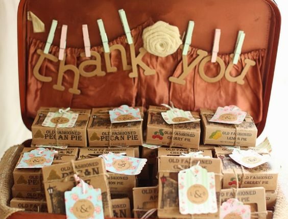 Love this idea for a wanderlust wedding. Hand out your mini pies out of a suitcase.