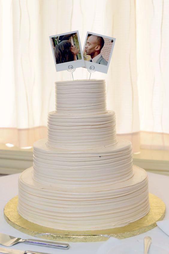 An original personalized DIY Polaroid wedding cake topper. Porter and Reel Photography, Jill Parmely.