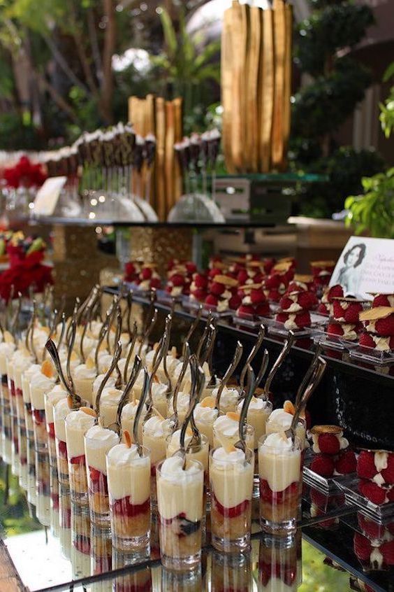 dessert table with mini desserts