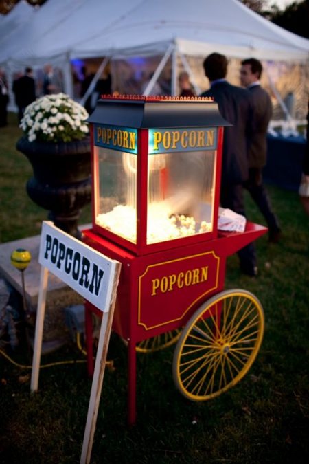 Popcorn machine at a wedding. Sounds delicious, amiright?