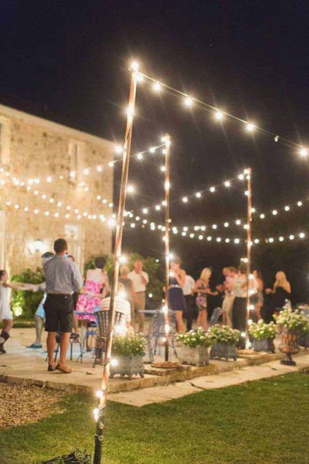 Decorate your backyard with patio string lights.