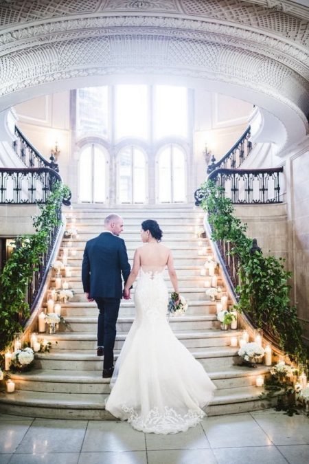 A majestic entrance to your winter wedding. Armour House Chicago Wedding, Photo: Amanda Megan Miller Photography.