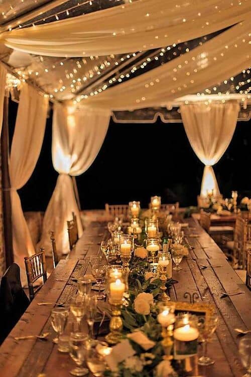 beach wedding reception lighting