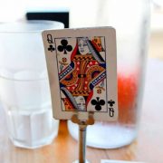 Wedding table number alternative ideas you can DIY in minutes. Table number holders and a deck of cards will do the trick.