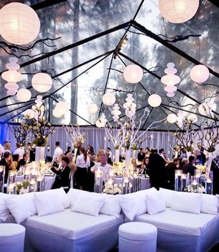 Decorating a tent outlet for a wedding