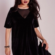 Velvet mesh T-shirt dress. Fab plus sized wedding guest dresses.