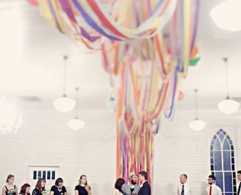Go big or go home. DIY the best chiffon fabric ceremony backdrop ever!