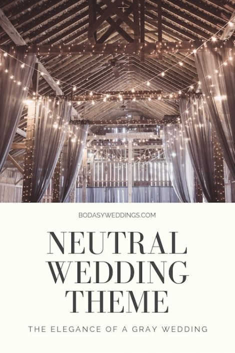 String lights and gray curtains for a magical barn wedding. Photo: Shelly Pence/BYW @shellbell130