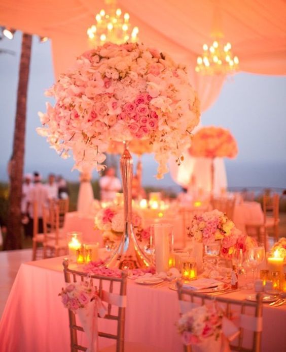 coral pink and orange wedding