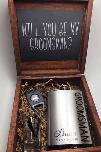 Once you have chosen your groomsmen, you gotta ask them. Start getting them ready for the big day with this proposal box. Ships from Northborough, Massachusetts. Get yours here!